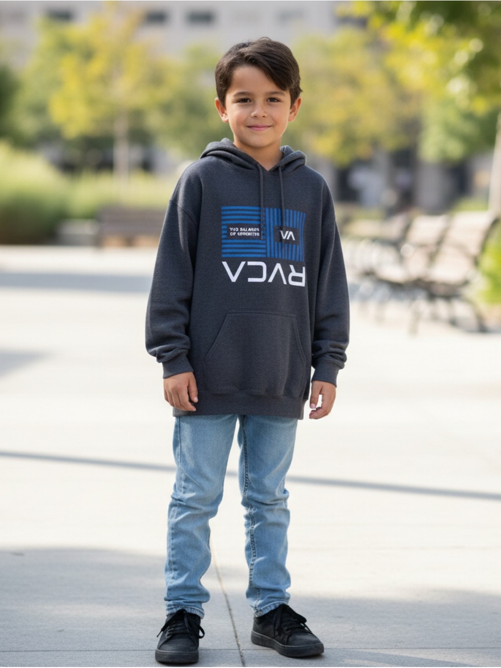 RVCA Youth Charcoal Gray Hoodie with pockets